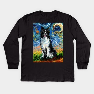 Border Collie Starry Night Kids Long Sleeve T-Shirt